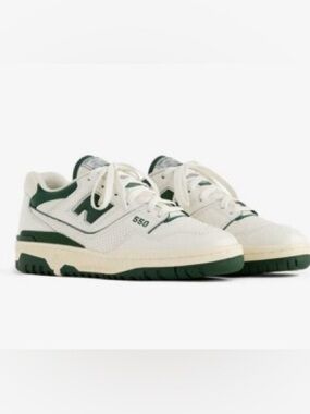Amie Leon Dore x New Balance White and Green 550 Retro Sneakers